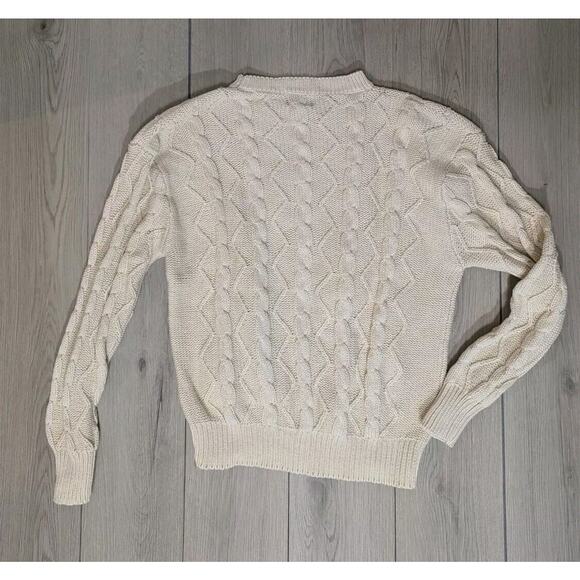 VTG Jarrod's Cable Knit Mens Sweater Cream Size L Fisherman, Old man - Picture 2 of 5